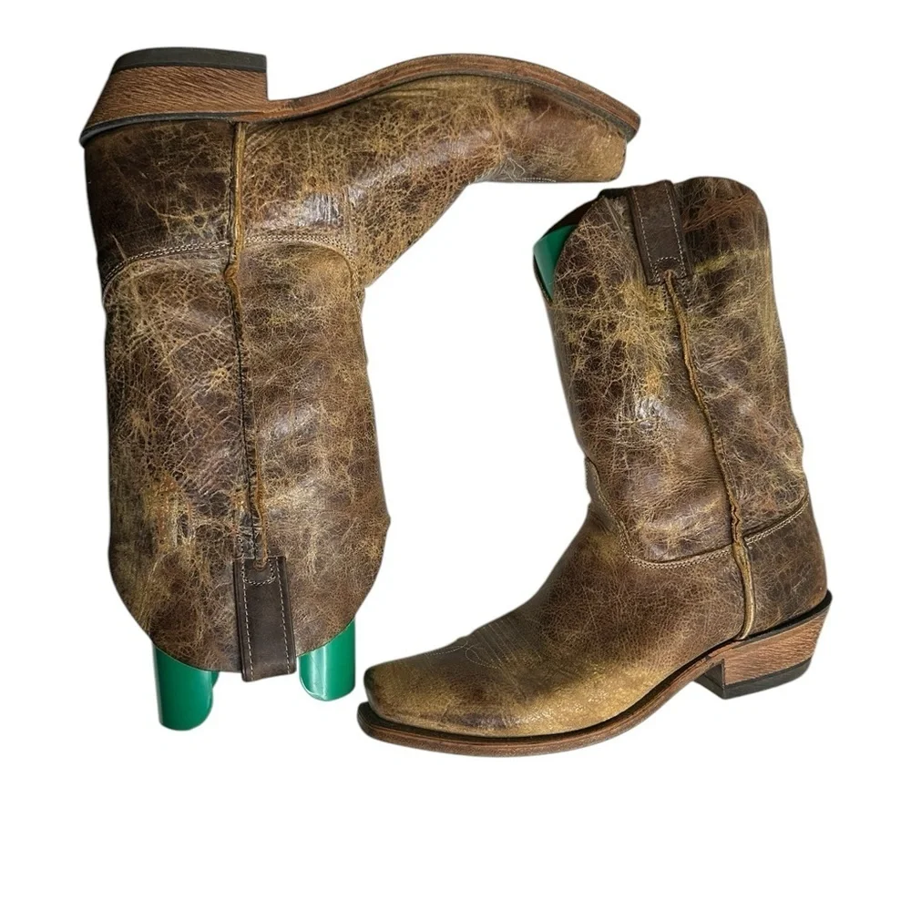 Vintage Brown Leather Cowboy Boots
